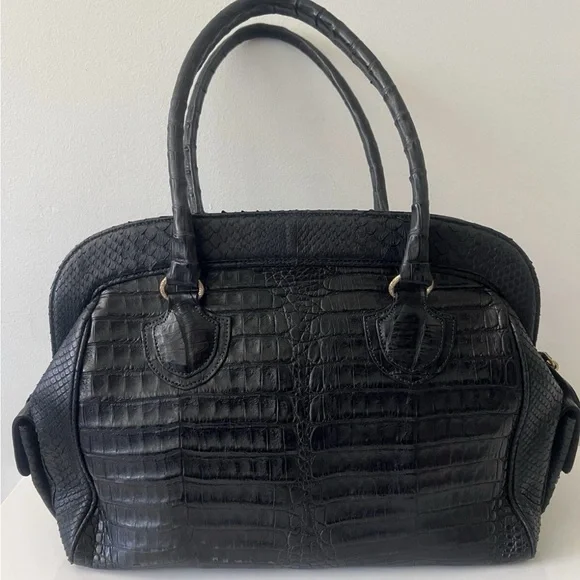 Armenta Black Satchel with Crocodile Texture - Picture 2 of 10